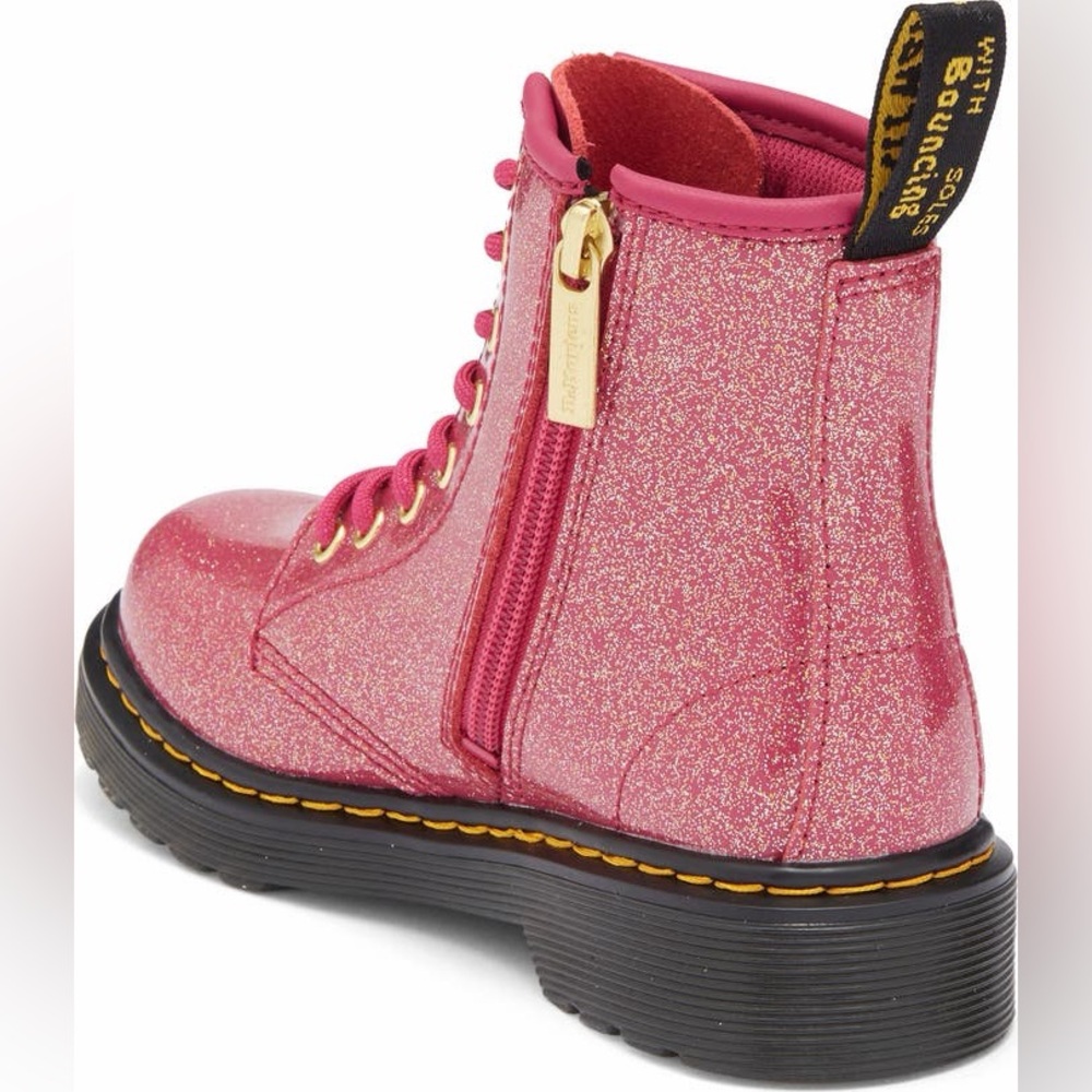 Dr. Martens Kids Sparkly Pink Boots - Picture 2 of 7